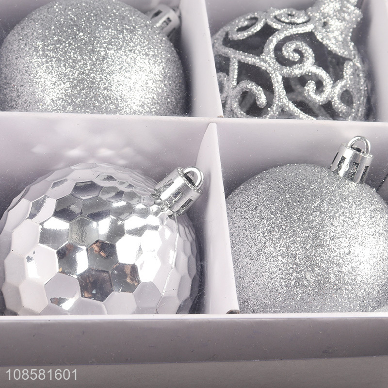 Wholesale 12pcs 6cm silver Christmas balls for Christmas tree decor