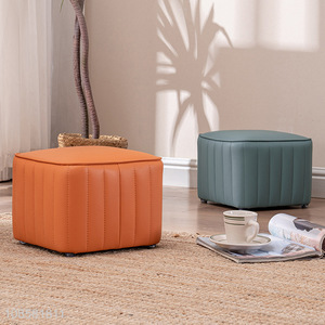 Hot selling small square shoe changing stool upholstered footstool