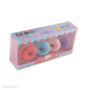 Wholesale cute donut eraser set non-toxic erasers for kids