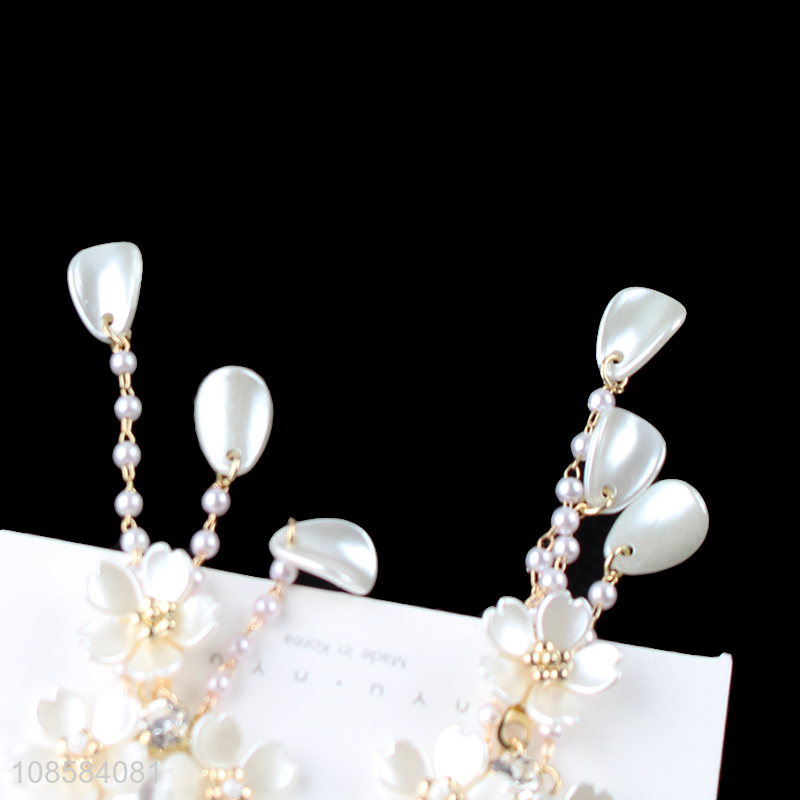 Top quality flower tassel drop fashion earrings for ladies