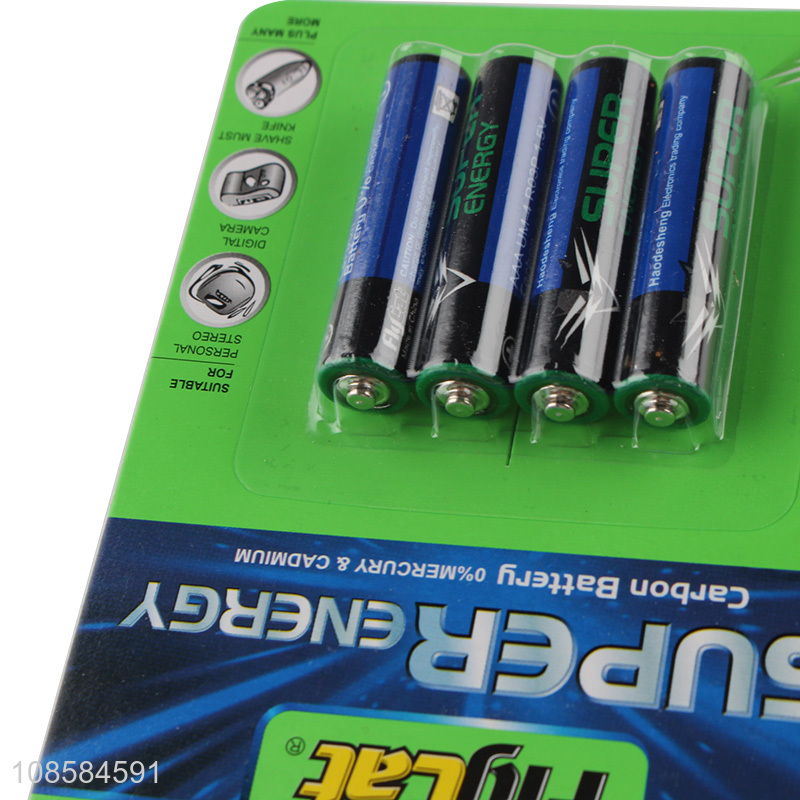Yiwu market 4 pieces 1.5V AAA carbon-zinc batteries