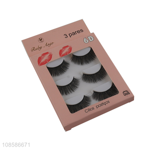 Hot products 3 pairs 6D natural look fluffy false eyelashes