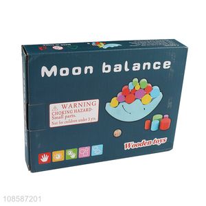 Hot selling wooden moon stacking blocks balance game toy for kids