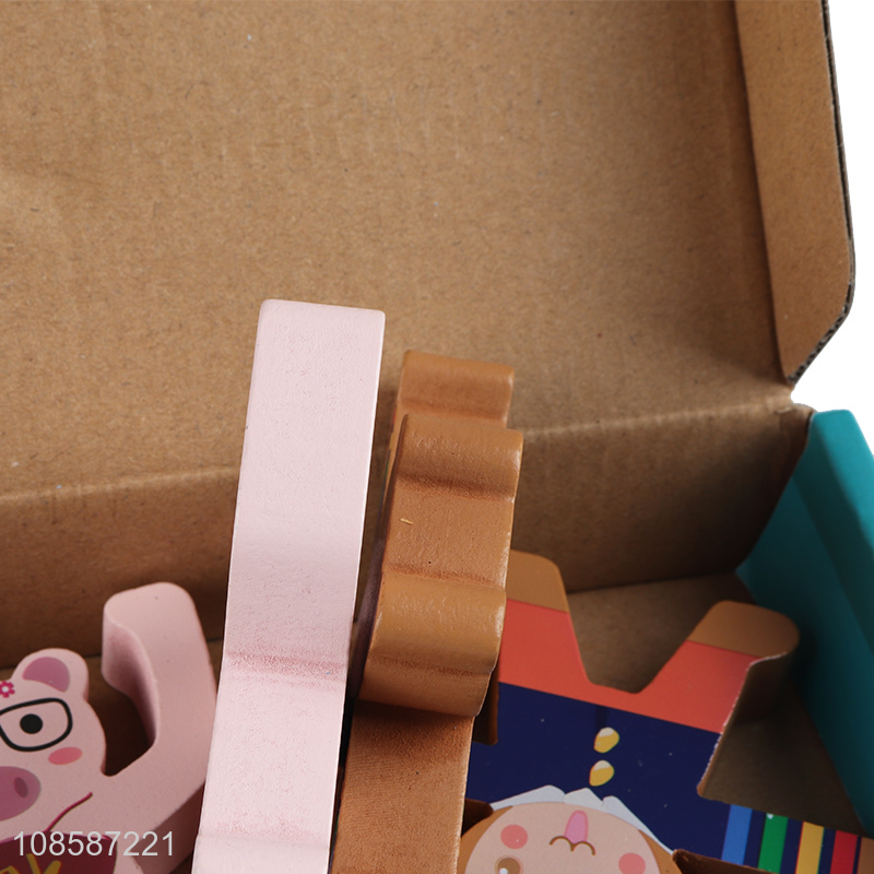 Wholesale kids educational toy wooden blocks animal stacking toy