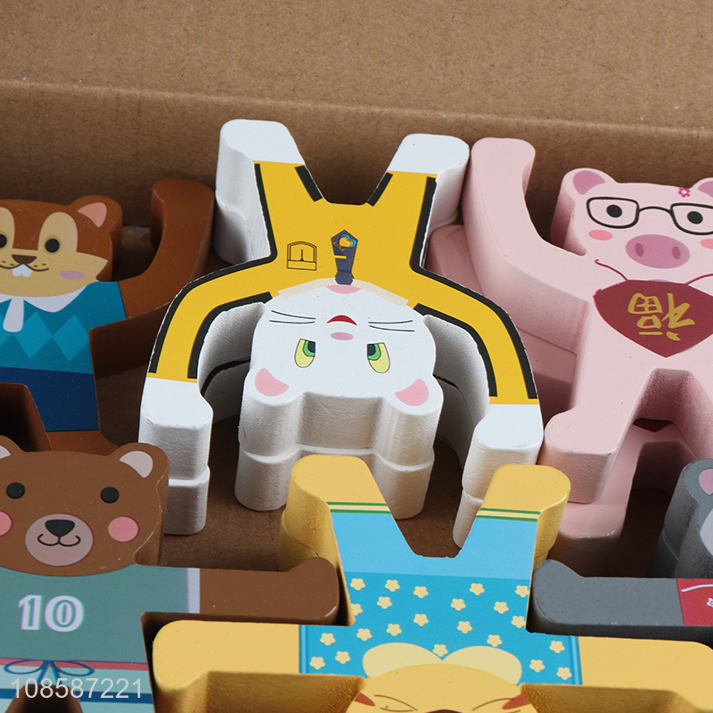 Wholesale kids educational toy wooden blocks animal stacking toy