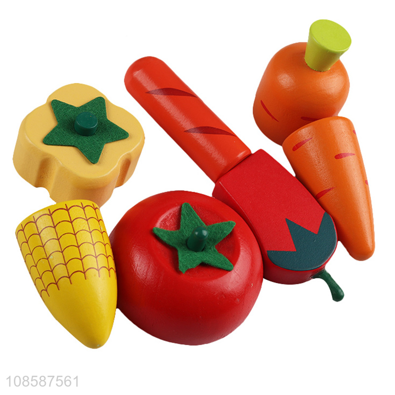 Online wholesale wooden kids vegetable basket artificial food toys
