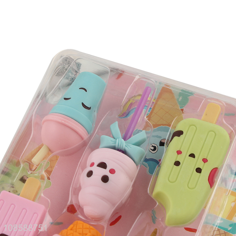 China wholesale ice-cream shape kids eraser set for stationery