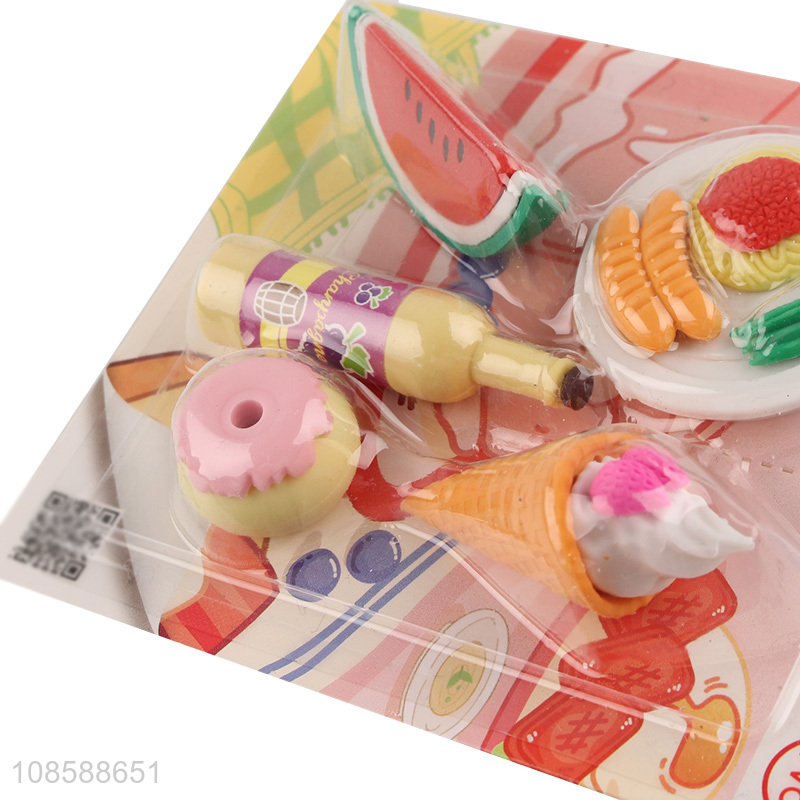 Top selling food shape school office stationery eraser set