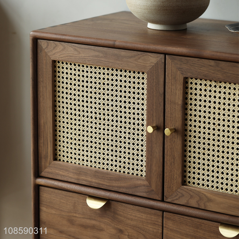 High quality rattan weaving side storage cabinet for living room