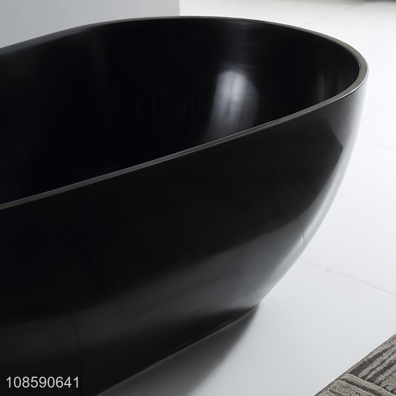 New product black artificial stone solid surface freestanding bathtub