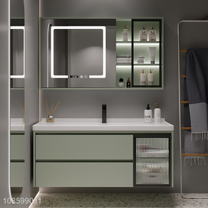 Hot selling wall mounted bathroom vanity ceramic basin with storage cabinet