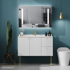 China factory rock slab bathroom cabinet combined with bathroom sinks