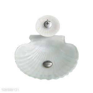 Wholesale creative shell shaped artisitic glass vessel sink set