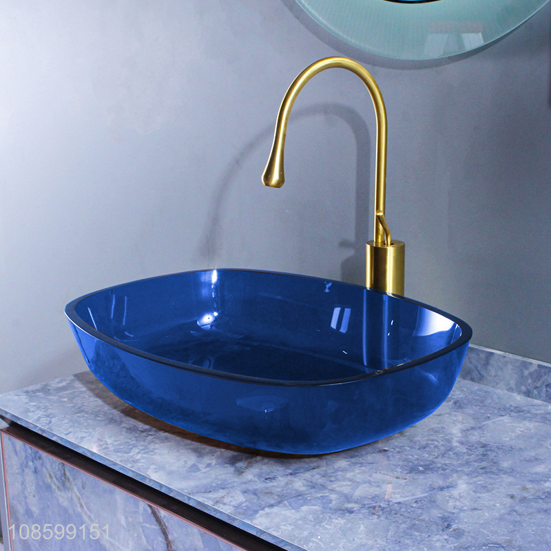 Good quality colored tempered glass bathroom sink wash basin set