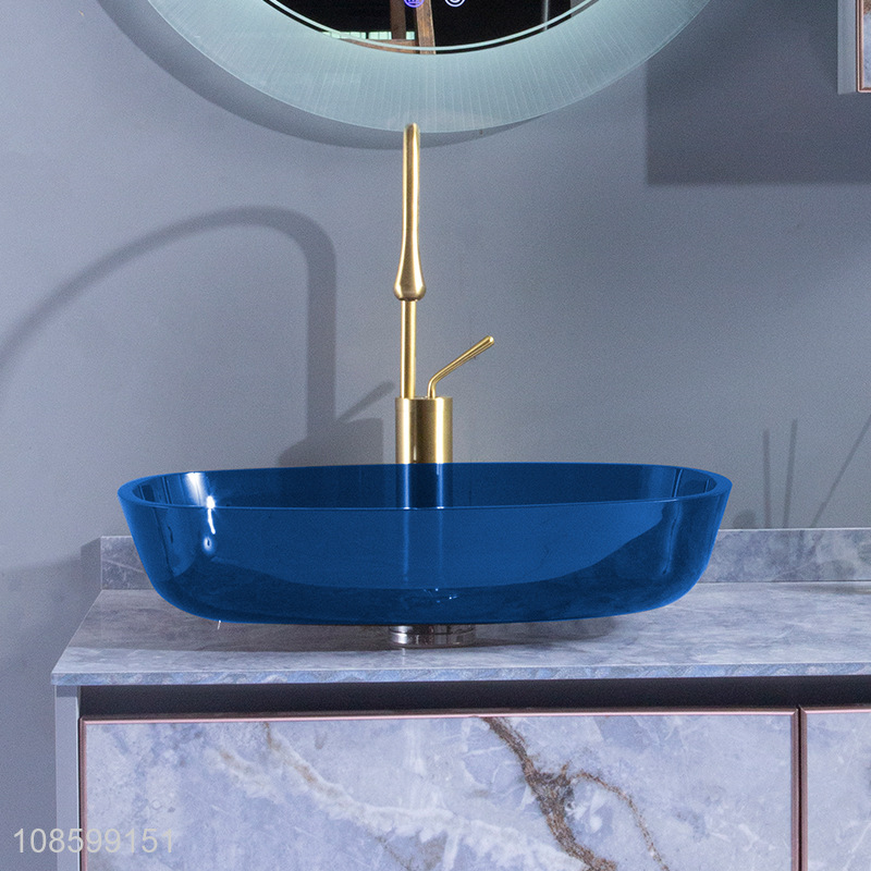 Good quality colored tempered glass bathroom sink wash basin set