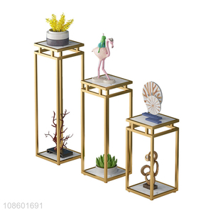 Wholesale iron art marble plant stand set flower stand set