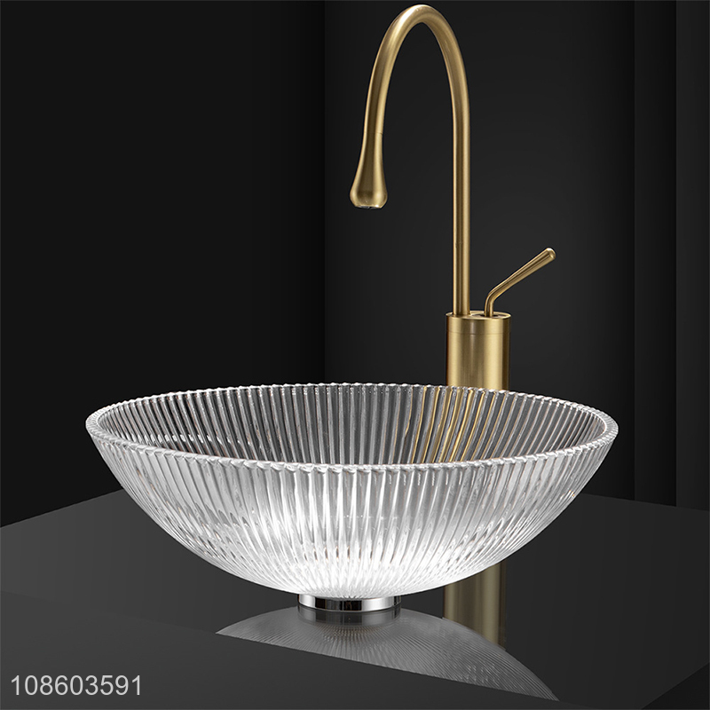 Hot product artistic glass vessel sink set with faucet & drain