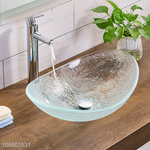 New arrival boat shaped glass sink and faucet set for hotel