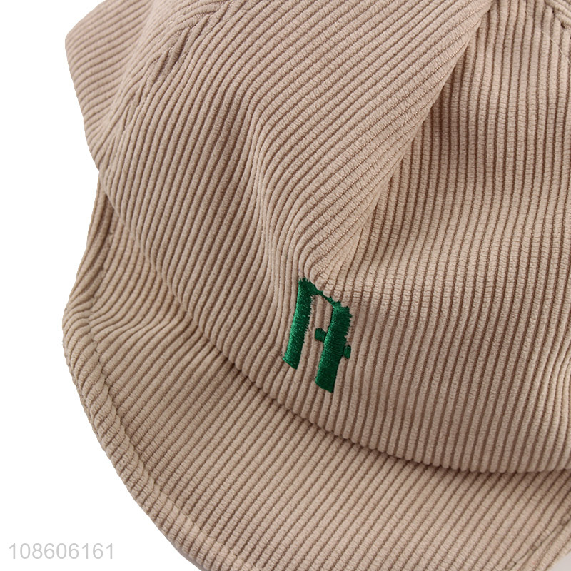 High quality 6-panel embroidered corduroy baseball cap for kids