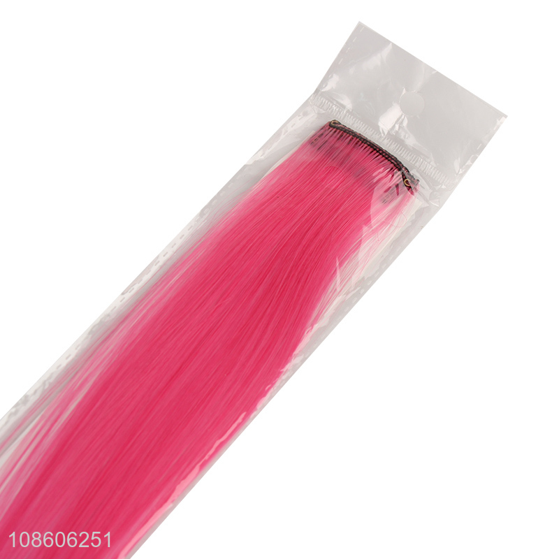 Wholesale gradient color clip in silky straight synthetic hair extensions