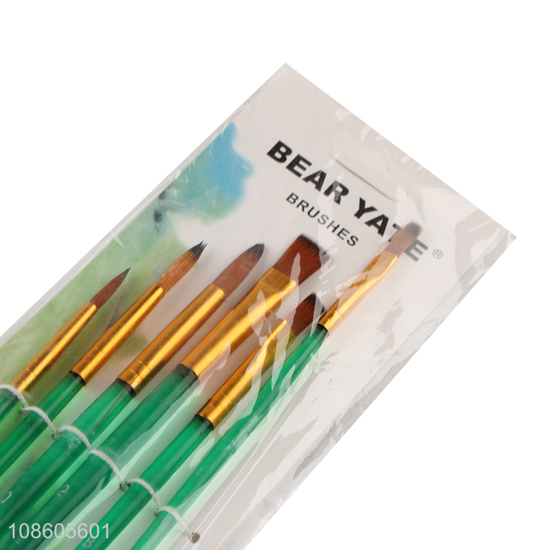 Low price 6pcs paint brush set for watercolor acrylic painting