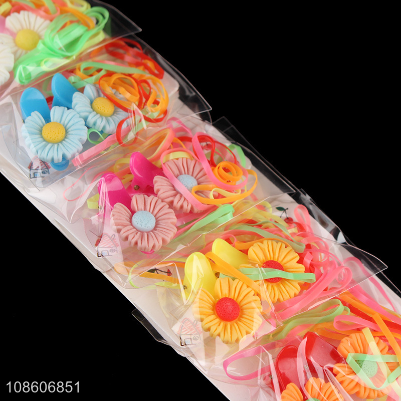Good selling children colorful hair clips hair ring set wholesale