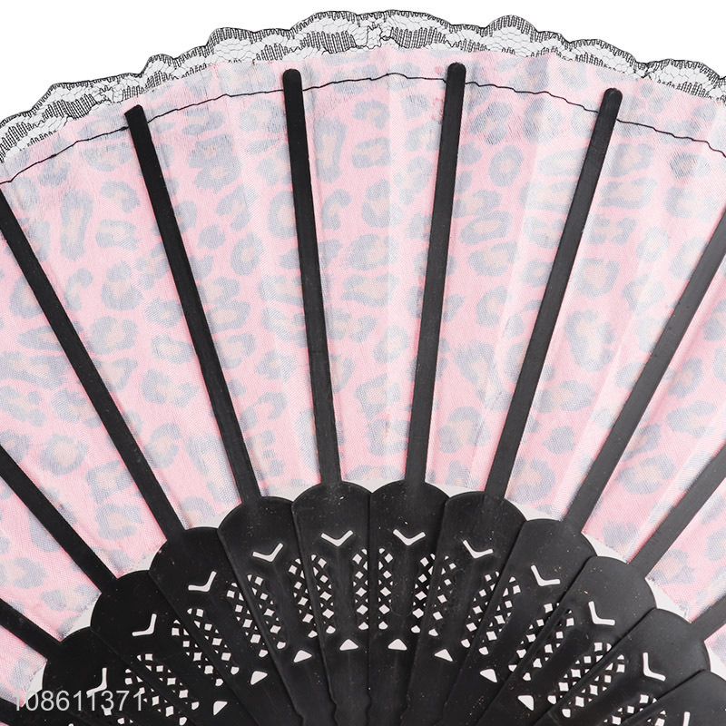 Good quality elegant folding hand fan leopard print handheld fans
