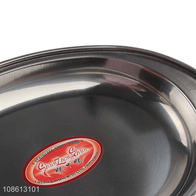 Low price round stainless steel plate for dinnerware