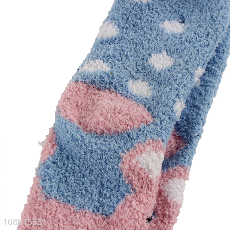Latest design cute girls fleece half socks winter socks