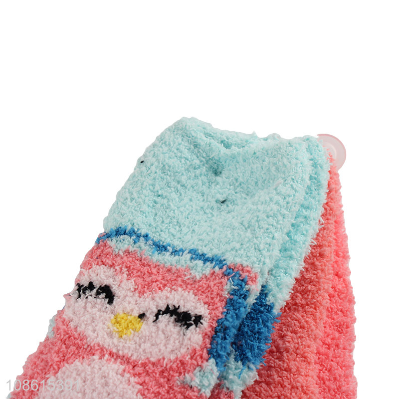 Hot items cartoon women fleece half socks winter socks