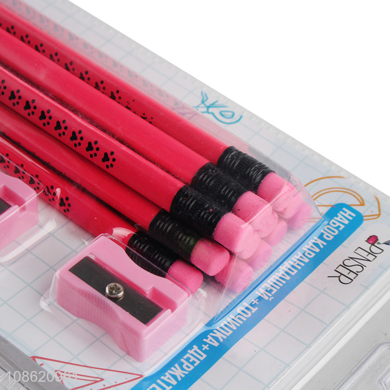 Good selling students stationery pencil set with pencil sharpener