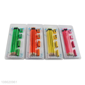 Good selling students stationery pencil set with pencil sharpener