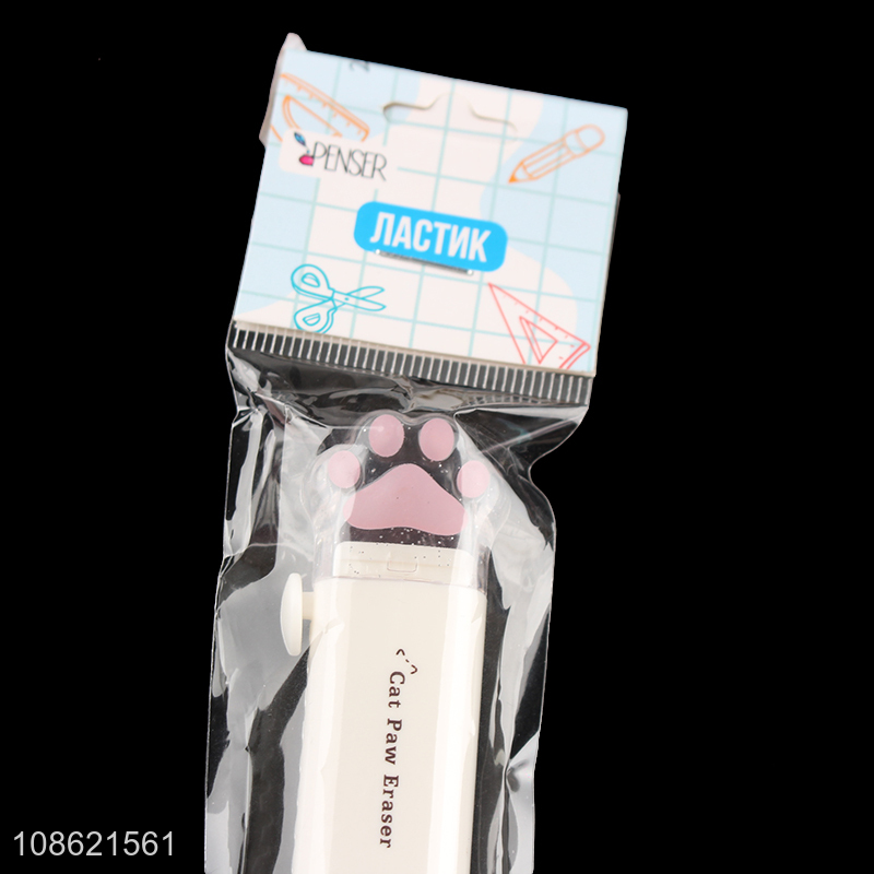Yiwu market portable cartoon cat paw rubber eraser for stationery