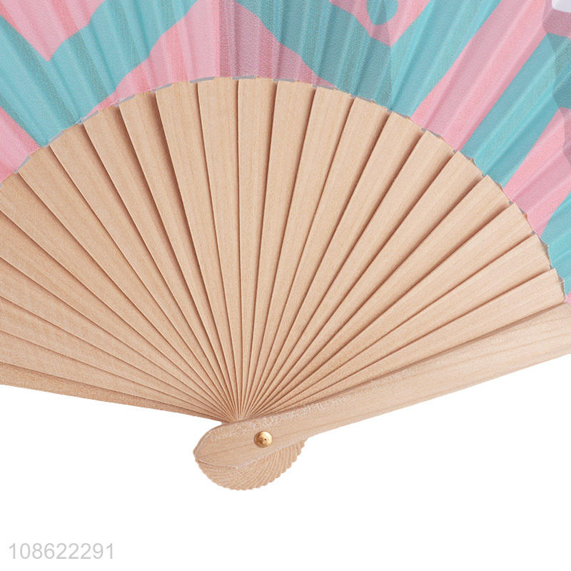 Low price lightweight portable summer wooden folding fan