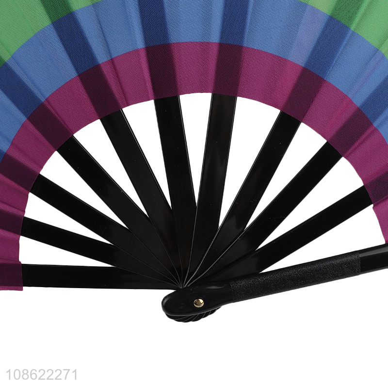 Good quality rainbow color portable folding fan for outdoor