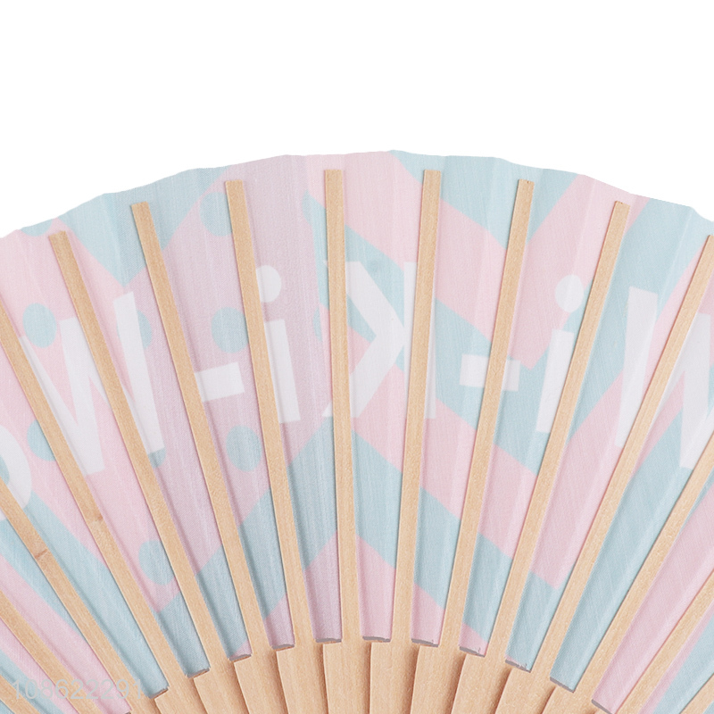 Low price lightweight portable summer wooden folding fan