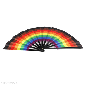 Good quality rainbow color portable folding fan for outdoor