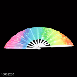 Yiwu market portable summer folding fan rainbow fluorescent fan