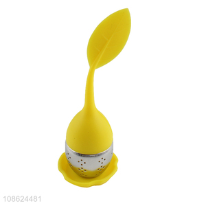 Hot sale leaf shape stainless steel silicone tea stainer tea infuser