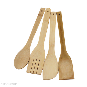 Hot selling 4pcs heat resistant natural bamboo cooking utensils