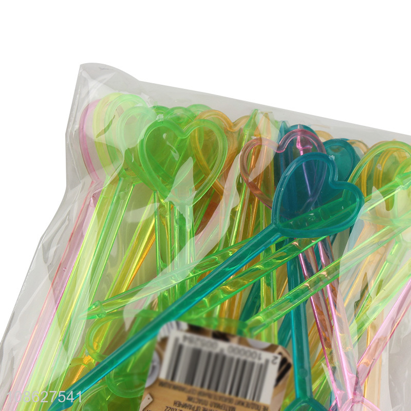 Good quality 35pcs colorful disposable plastic heart fruit picks