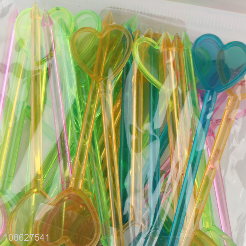 Good quality 35pcs colorful disposable plastic heart fruit picks