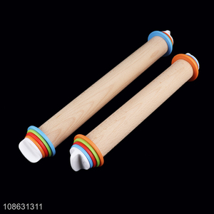 New product wooden rolling pin dough roller with thickness rings