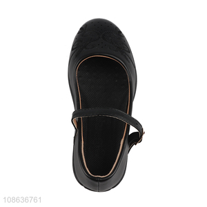 Good selling black girls children leather shoes wholesale