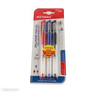 Yiwu market 3pcs multicolor school office gel pen set for stationery