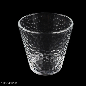 Wholesale clear hammer textured glass tumbler water cup for juice