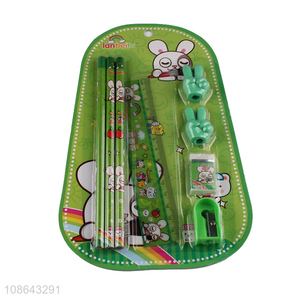 Wholesale cartoon series kids stationery set with pencils & erasers