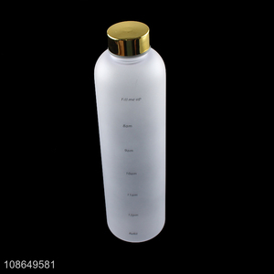 Wholesale 1000ml large capacity plastic sports water bottle with time marker