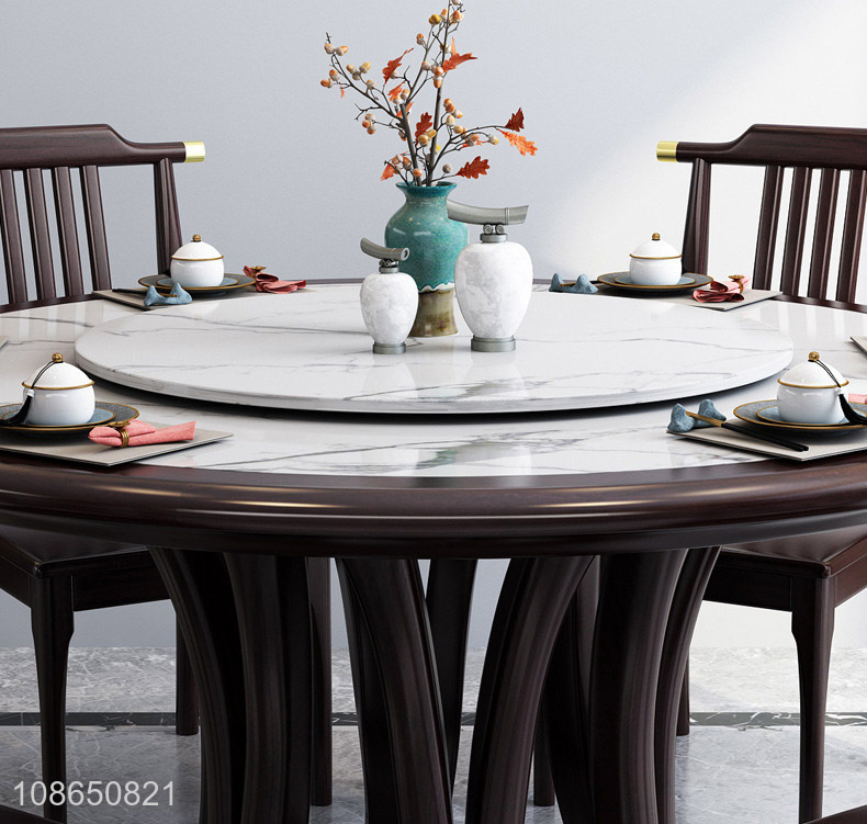 Hot selling luxury style round rock plate dining table for home furniture