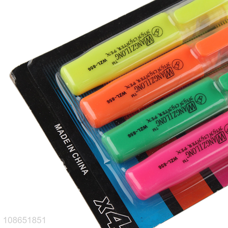 Top selling 4pcs highlighter pen stationery for school office